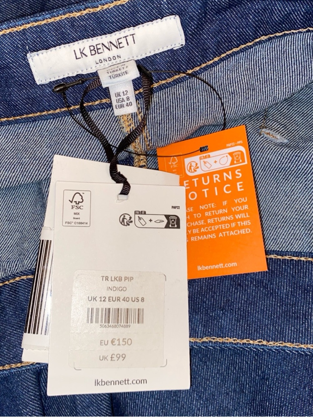 NWT LK Bennett Pip Dark wash wide leg jeans $170 - Picture 7 of 12